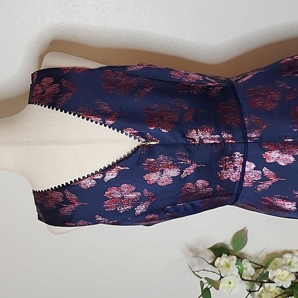 Draper James Jacquard Metallic Floral Fit n Flare Dress Tea Length Luxury Summer - Picture 7 of 16